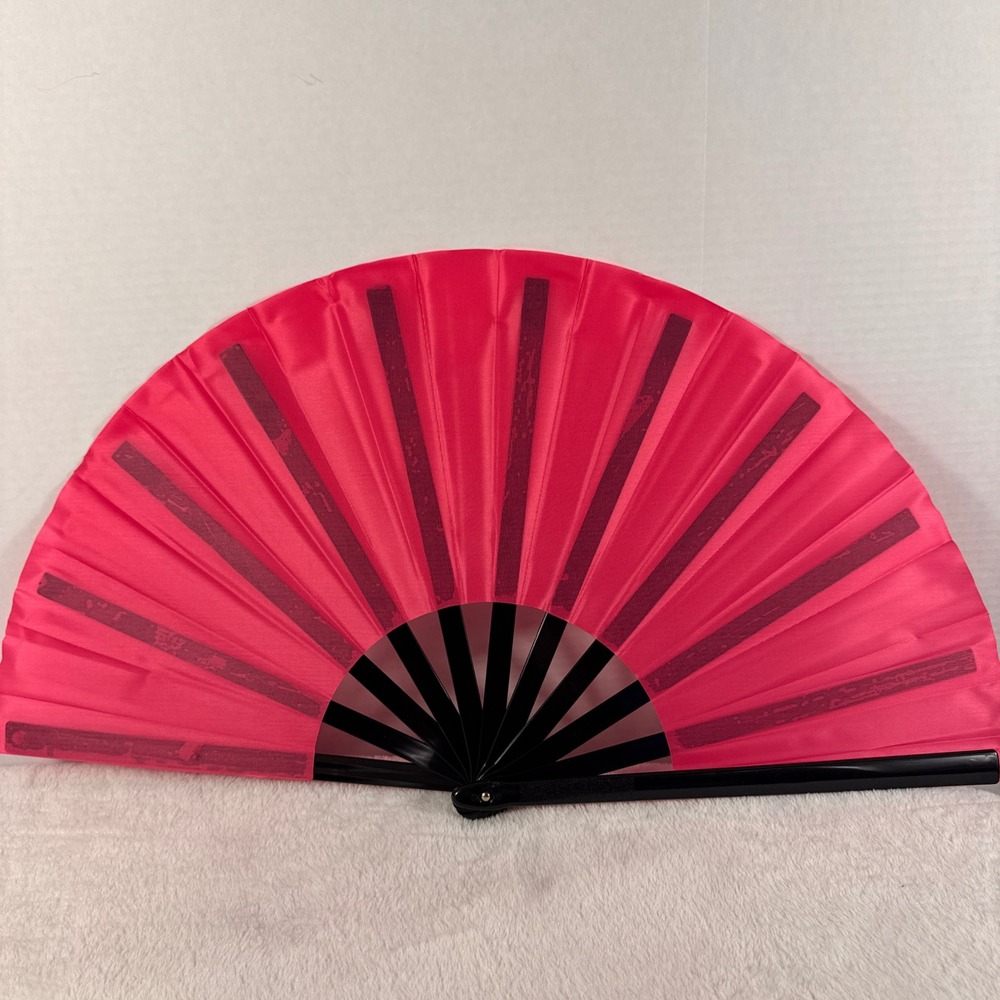Set of 5 Large Rose Red Folding Clack Fans 24" Rave Line Dance Festival Party